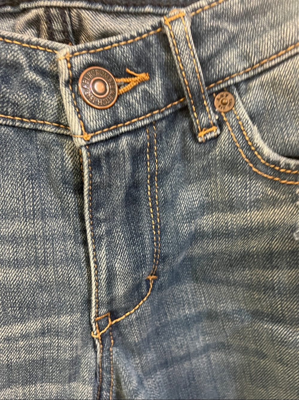 Abercrombie & Fitch Medium Blue Distressed Denim Jeans size 25 long - Picture 4 of 10